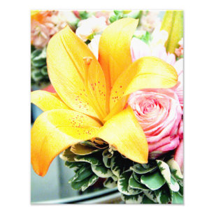 orangefarbene rosa Hochzeitsblumen Stern Lilie Ros Fotodruck