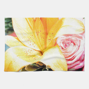 orangefarbene rosa Hochzeitsblumen Stern Lilie Ros Geschirrtuch
