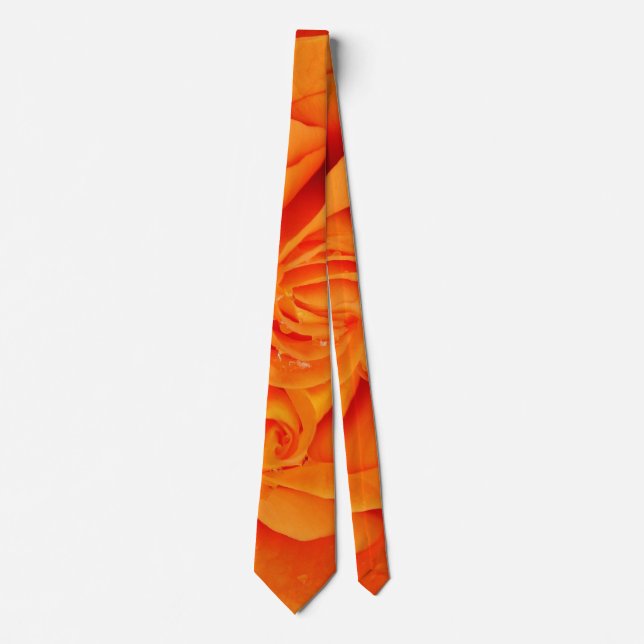 Orangefarbene Rose Blume Rockabilly Krawatte (Vorderseite)