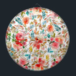 Orangefarbene Rose Blütensommer Dartscheibe<br><div class="desc">Botanisch bunter Orange,  Rot,  aquamarin und mint Sommerblumen auf weißem Hintergrund. Dieses Design eignet sich ideal für einen angesagten und farbenfrohen Sommerevent. Design mit Ihrer Nachricht und Informationen. Alle Designs sind gedruckt.</div>