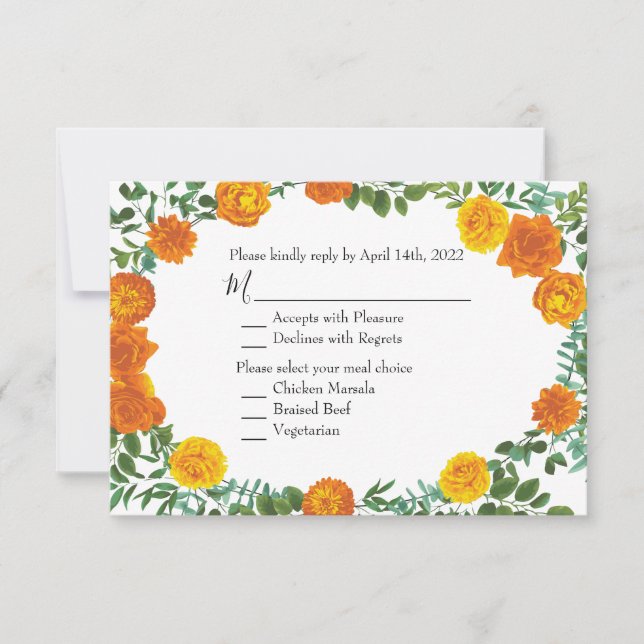 Orangefarbene Rose Hochzeit florale Moderne Einladung (Vorderseite)