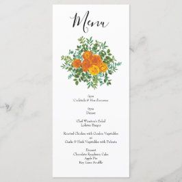 Orangefarbene Rose Hochzeit florale Moderne Menükarte