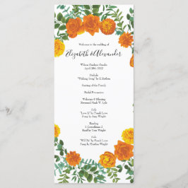 Orangefarbene Rose Hochzeit florale Moderne Menükarte