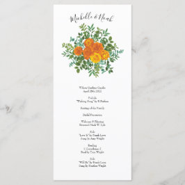 Orangefarbene Rose Hochzeit florale Moderne Menükarte