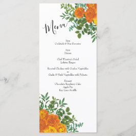 Orangefarbene Rose Hochzeit florale Moderne Menükarte