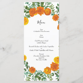 Orangefarbene Rose Hochzeit florale Moderne Menükarte