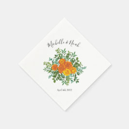 Orangefarbene Rose Hochzeit florale Moderne Serviette