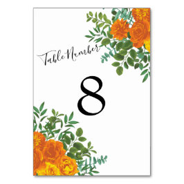 Orangefarbene Rose Hochzeit florale Moderne Tischnummer