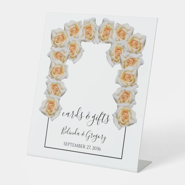 Orangefarbene Rose Hochzeitskarten und Geschenke Sockelschild (Vorderseite)