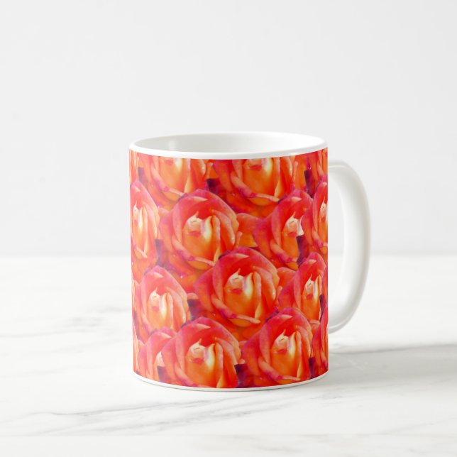 Orangefarbene Rose Kaffeetasse (VorderseiteRechts)