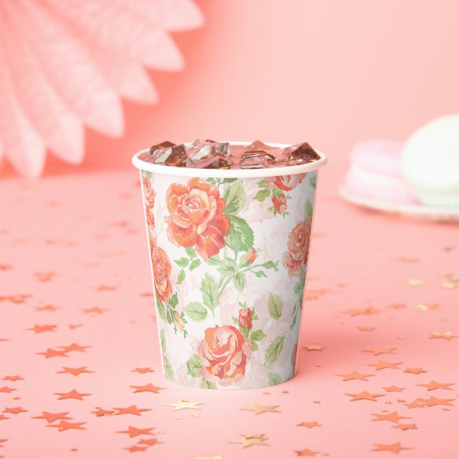 Orangefarbene Rose Pappbecher (Insitu)