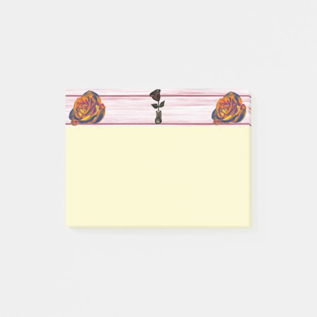 Orangefarbene Rose Post-it Klebezettel (Vorderseite)