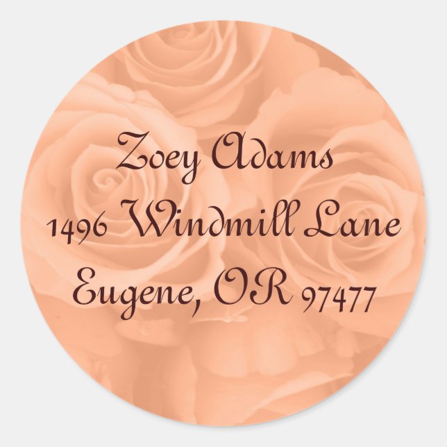 orangefarbene Rose Runder Aufkleber (Vorderseite)