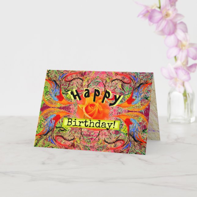 Orangefarbene Rose Viktorianische Fantasie anpassb Karte (Orchidee)