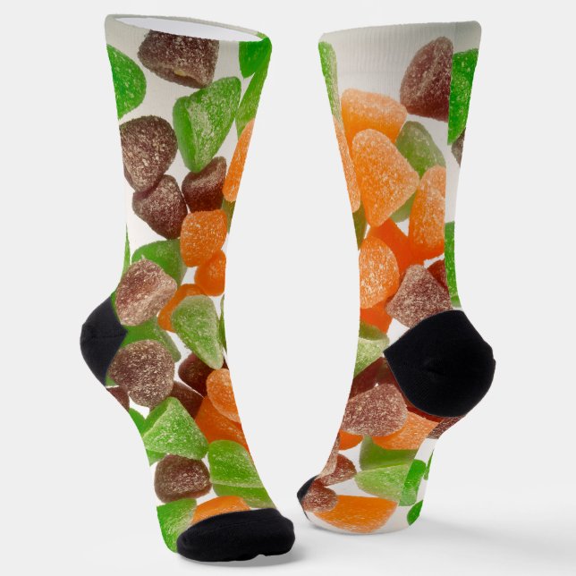 Orangefarbene rote Kaugummi mit Zucker bestreut Socken (Gewinkelt)