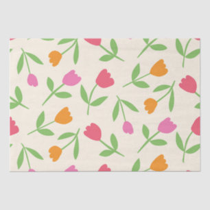 Orangefarbene, rote und rosa Tulpenmuster-Blume Seidenpapier