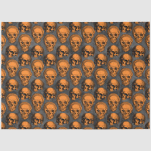 Orangefarbene Schädel und Sonnenblumen, Design 3 Seidenpapier