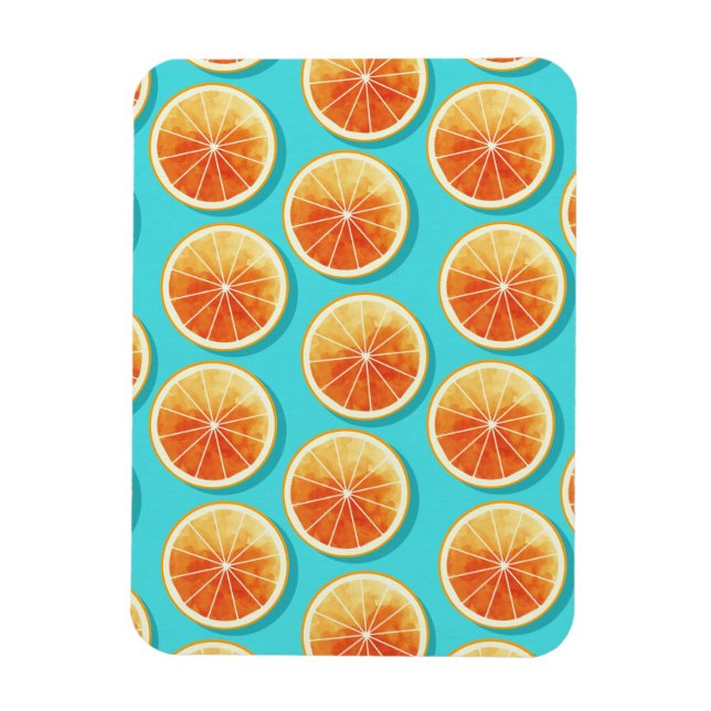 Orangefarbene Scheiben auf blau Magnet (Vertikal)