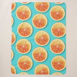 Orangefarbene Scheiben auf blau Sherpadecke