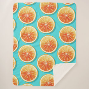 Orangefarbene Scheiben auf blau Sherpadecke