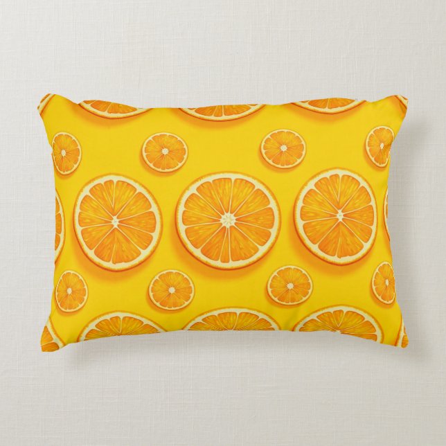 Orangefarbene Scheiben Dekokissen (Vorderseite)