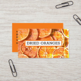 Orangefarbene Scheiben für die Rotation von Peels  Visitenkarte