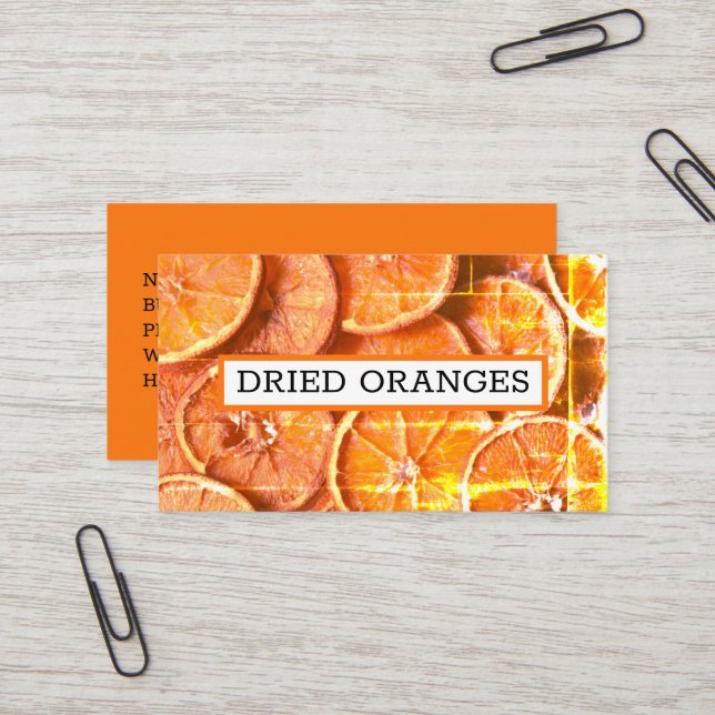 Orangefarbene Scheiben für die Rotation von Peels  Visitenkarte (Vorderseite/Rückseite Beispiel)