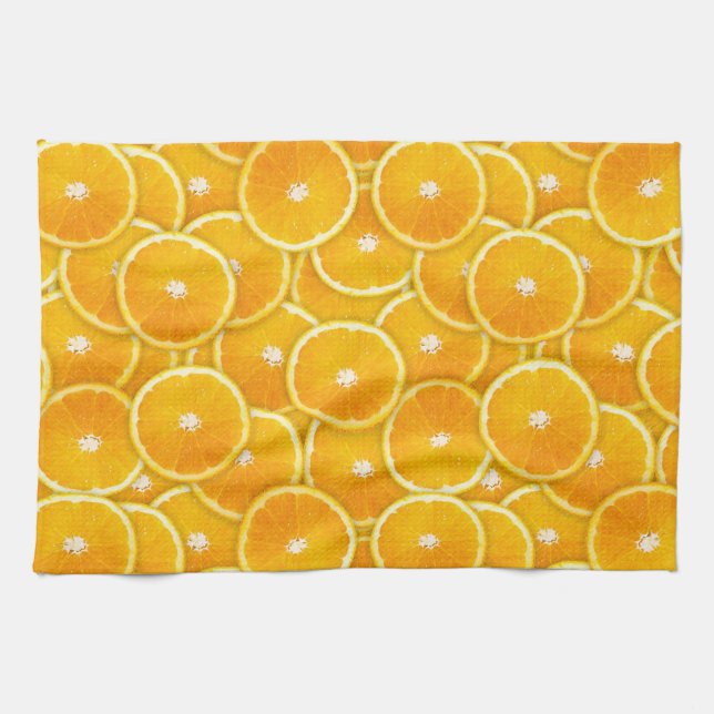 Orangefarbene Scheiben Geschirrtuch (Horizontal)