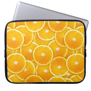 Orangefarbene Scheiben Laptopschutzhülle
