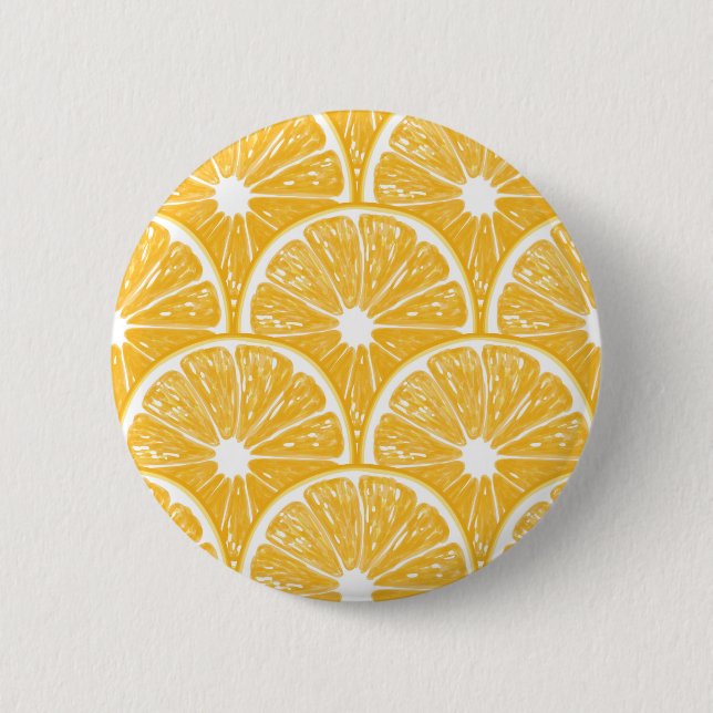 Orangefarbene Scheiben, Muster tropischer Früchte Button (Vorderseite)
