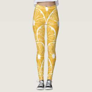 Orangefarbene Scheiben, Muster tropischer Früchte Leggings