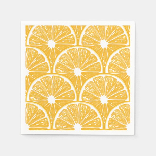 Orangefarbene Scheiben, Muster tropischer Früchte Serviette (Vorderseite)
