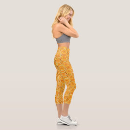 Orangefarbene Scheiben - Niedliche Capris-Leggings Capri Leggings