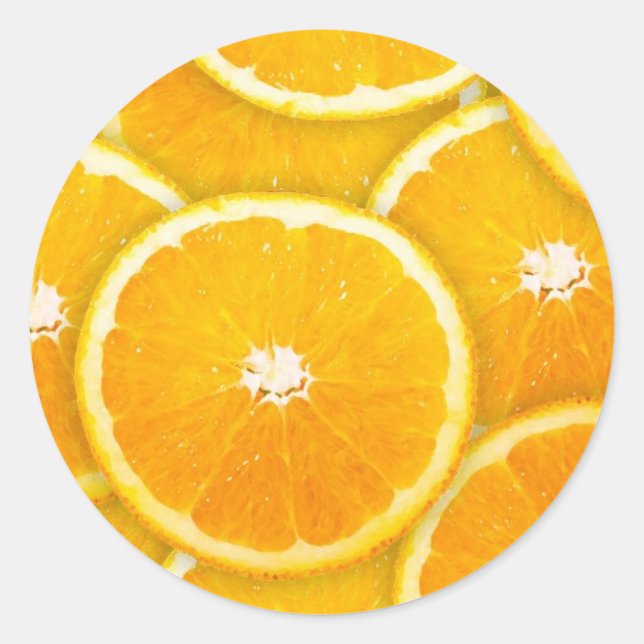Orangefarbene Scheiben Runder Aufkleber (Vorderseite)