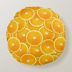 Orangefarbene Scheiben Rundes Kissen