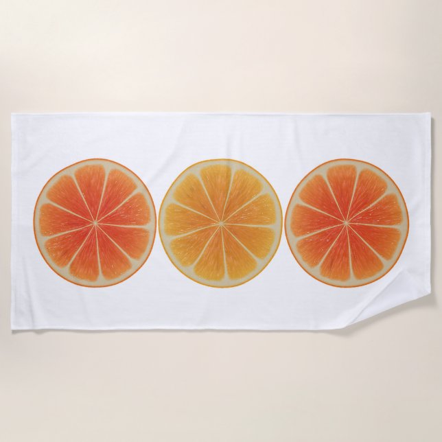 Orangefarbene Scheiben Strandtuch (Vorderseite)