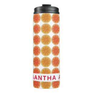 Orangefarbene Scheiben Thermosbecher