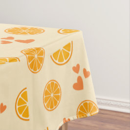 Orangefarbene Scheiben und Herz Tischdecke