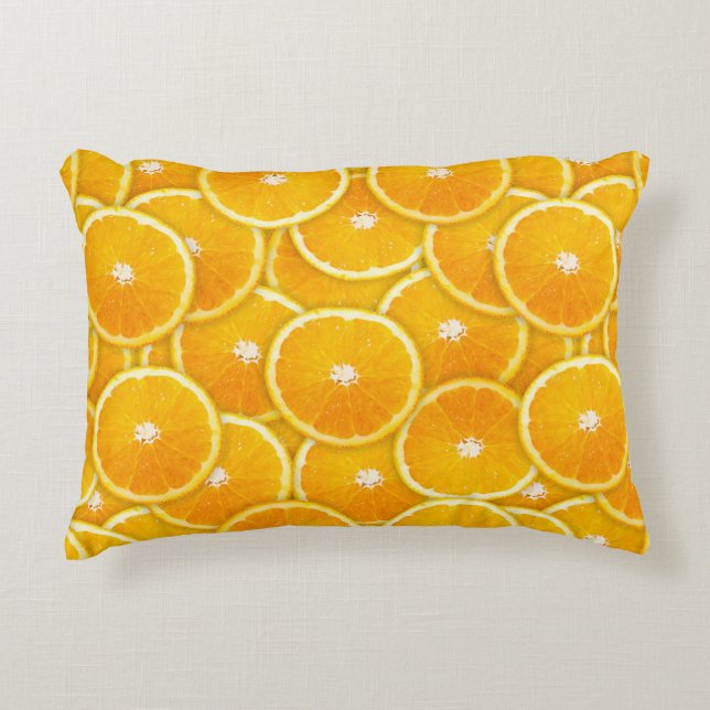Orangefarbene Scheiben Zierkissen (Vorderseite)