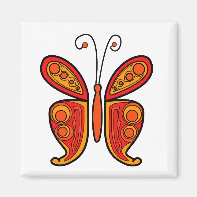 Orangefarbene Schmetterlingsdarstellung Magnet (Vorne)