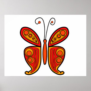 Orangefarbene Schmetterlingsdarstellung Poster
