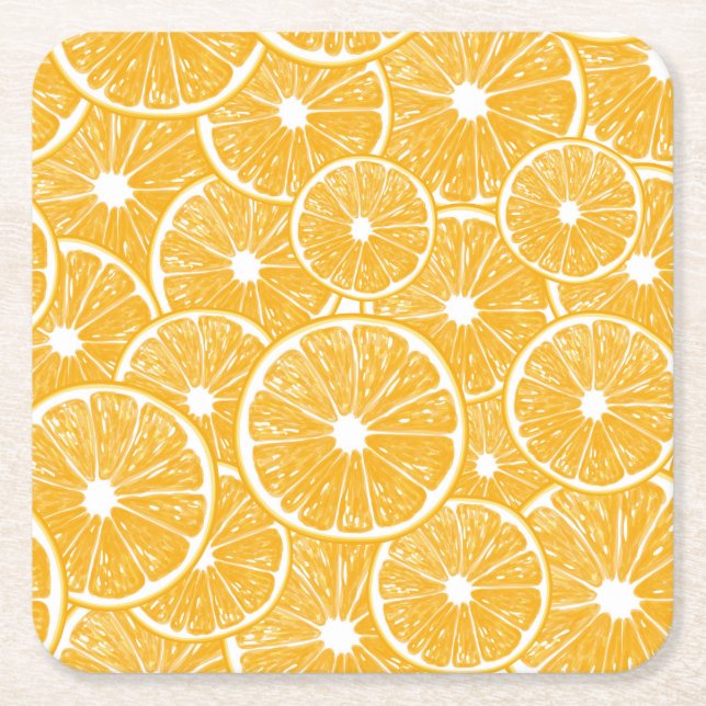 Orangefarbene Schnittmuster Rechteckiger Pappuntersetzer (Vorderseite)