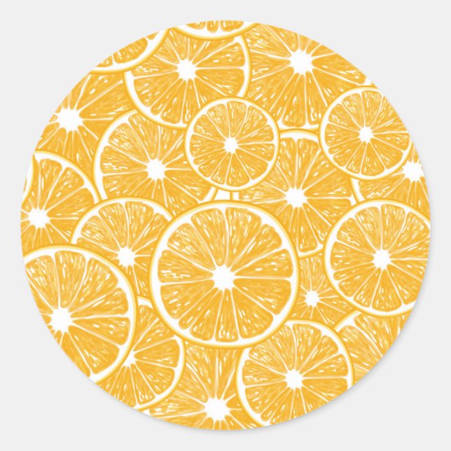 Orangefarbene Schnittmuster Runder Aufkleber (Vorderseite)