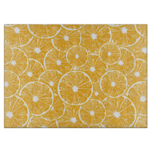 Orangefarbene Schnittmuster Schneidebrett