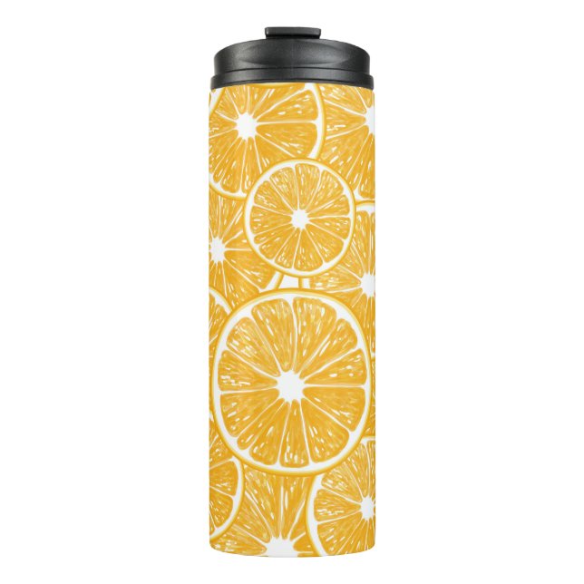 Orangefarbene Schnittmuster Thermosbecher (Vorderseite)