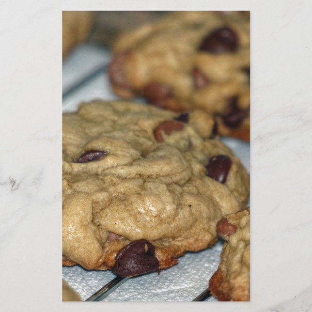 Orangefarbene Schokolade Chip Cookies Briefpapier (Vorderseite)