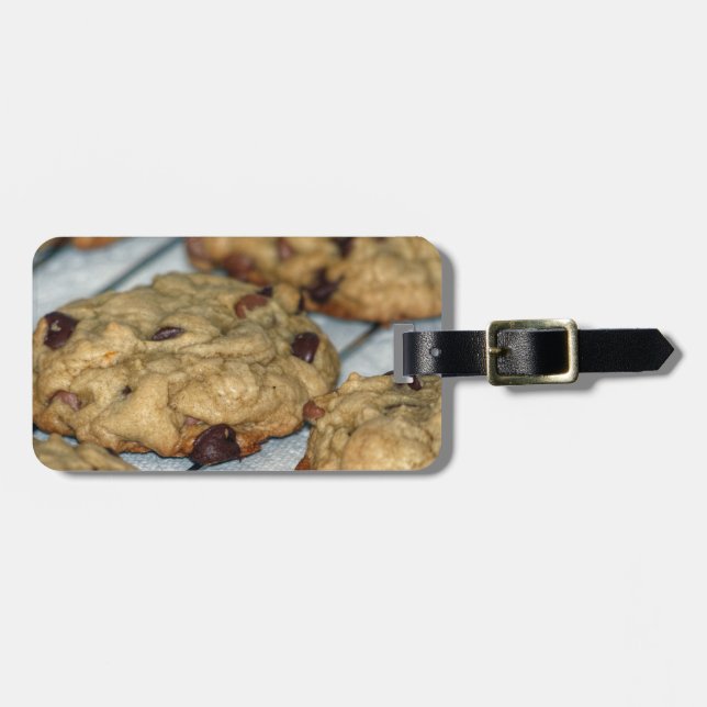 Orangefarbene Schokolade Chip Cookies Gepäckanhänger (Vorderseite horizontal)