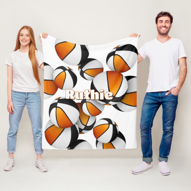 Orangefarbene schwarze Basketballmannschaft - spor Fleecedecke (Beispiel)
