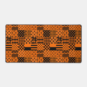 Orangefarbene schwarze gemischte Muster - Designmu Schreibtischunterlage
