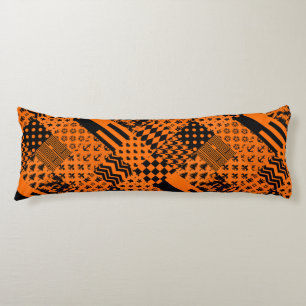 Orangefarbene schwarze gemischte Muster - Designmu Seitenschläferkissen